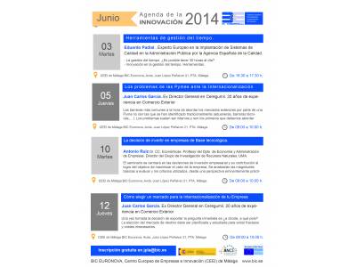 Próximas Jornadas gratuitas - Agenda de la Innovación de BIC EURONOVA para Junio
