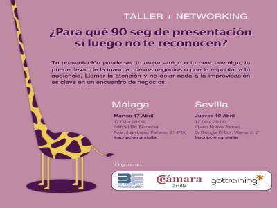 Taller Gratuito Elevator Pitch + Networking Dirigido. 17 de abril en BIC Euronova 